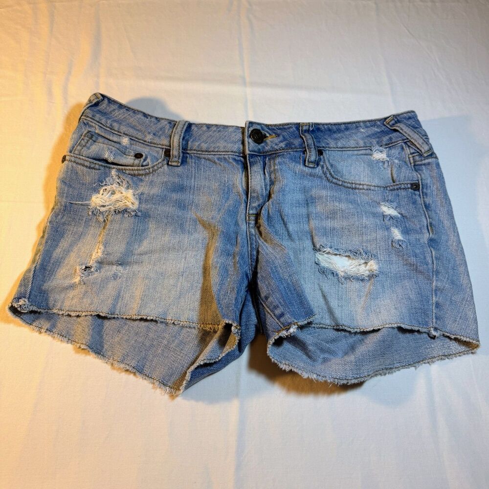 Bullhead 9 Distressed Low Rise Cutoff Women Blue Cotton Denim Summer Jean Shorts